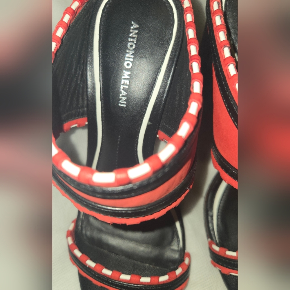 Antonio Melani Red and Black Women's Sandals - Picture 2 of 8